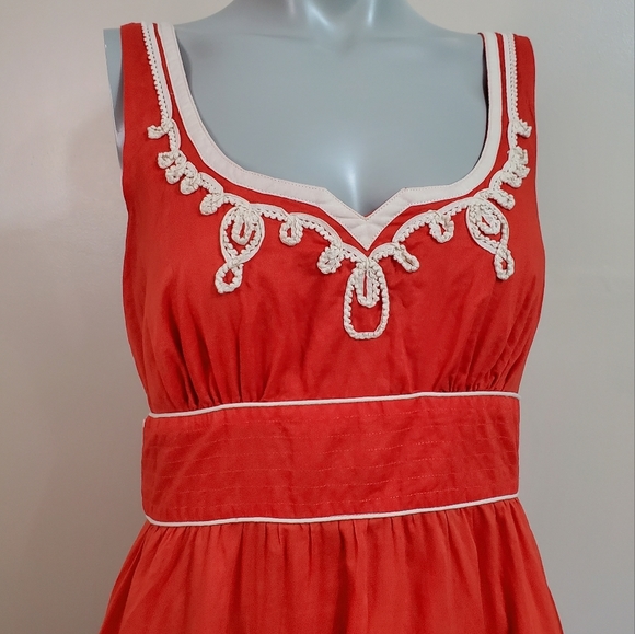 Anthropologie x Floreat Red with Purple A Line Dress Size 8 - Picture 2 of 15